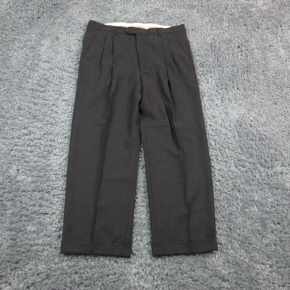 Pronto Uomo Pants Mens 36 Gray 100% Wool Dress Pleated Trousers Made Italy 36x27